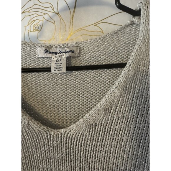 Tommy Bahama Sweater Vest Women Small Glimmering Cove Caftan Top Silver 036 - Picture 4 of 6